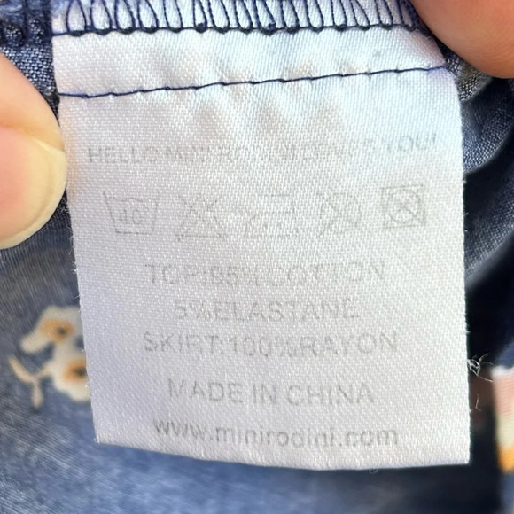 Mini Rodini Navy  Floral Dress, size 8/9 - Picture 5 of 6